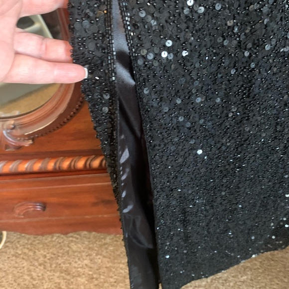 NWT SCALA Vintage Black Silk Sequin evening dress, Size M - Picture 6 of 11